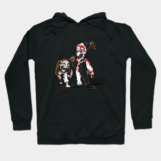 Terrifier 2- Art the Clown and Little Pale girl Hoodie by Brush-Master